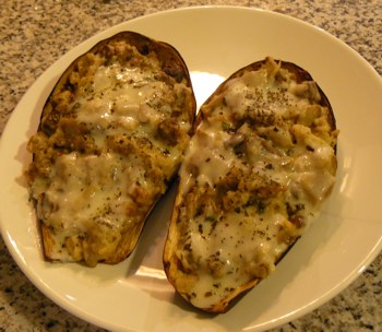 Berenjenas rellenas y gratinadas.