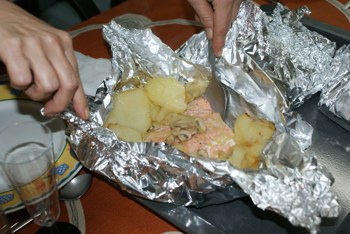 Salmón en papillote.