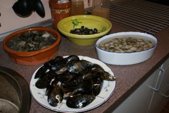 Bígaros, almejas, berberechos y mejillones